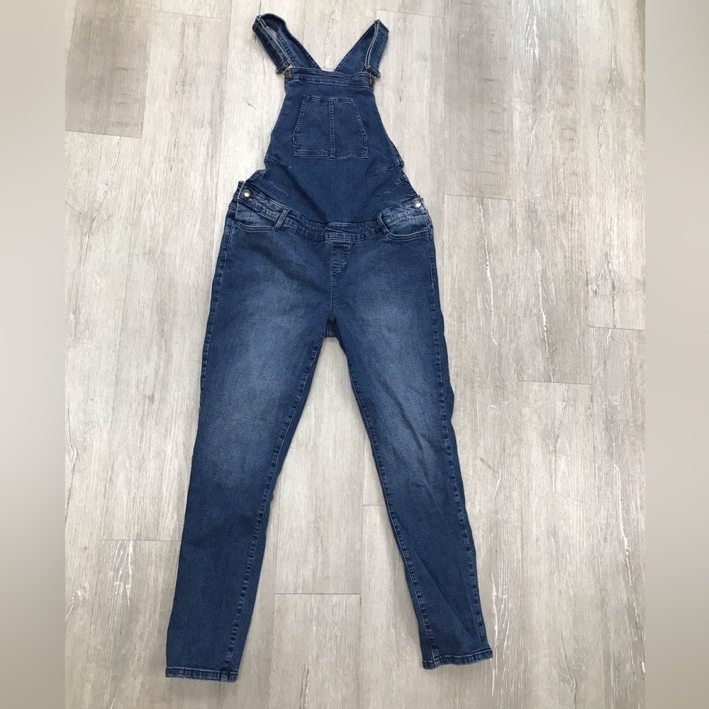 Seraphine Mid Blue Wash Maternity Denim Overalls - Size 8 Tall